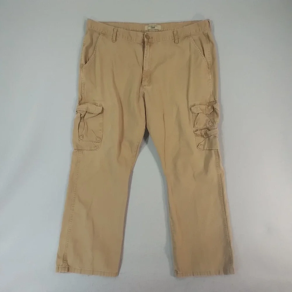 Wrangler cargo pants men's 42 x 30 light brown cotton outdoor camping hiking